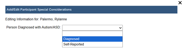 Record whether the autism is diagnosed or self reported.
